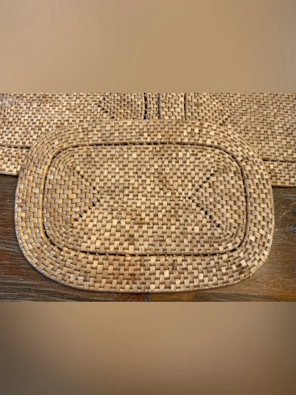 SET OF (5) WILLIAMS SONOMA NATURAL WOVEN PLACEMATS, 19x13”